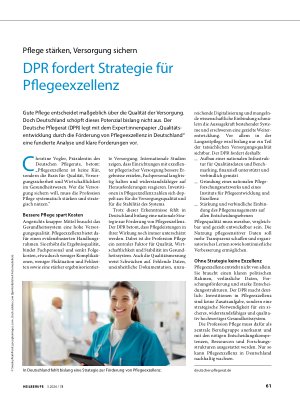 Vorschauseite 1: Pflege stärken, Versorgung sichern DPR fordert Strategie für Pflegeexzellenz