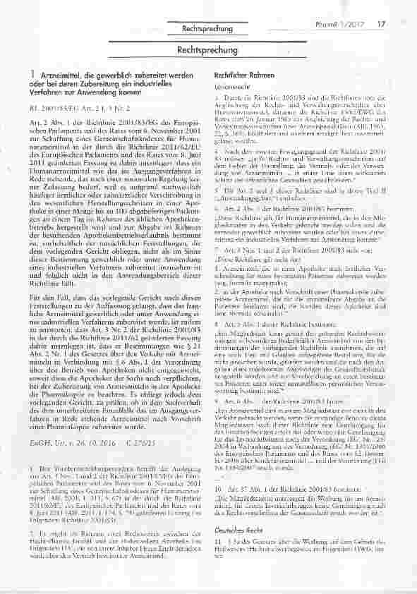 Vorschauseite 1: Arzneimittel, die gewerblich zubereitet werden oder bei deren Zubereitung ein industrielles Verfahren zur Anwendung kommt