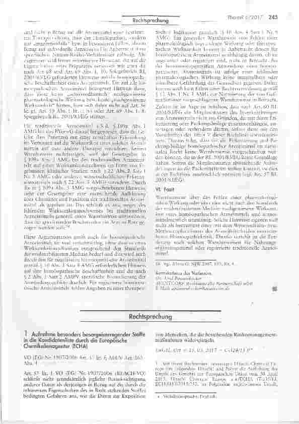 Vorschauseite 1: Aufnahme besonders besorgniserregender Stoffe in die Kandidatenliste durch die EuropäischeChemikalienagentur (ECHA)