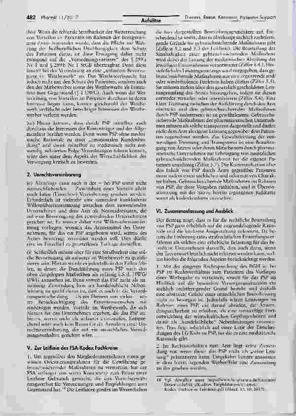 Vorschauseite 6: Zur Frage der Zulässigkeit von Patienten-Support-Programmen