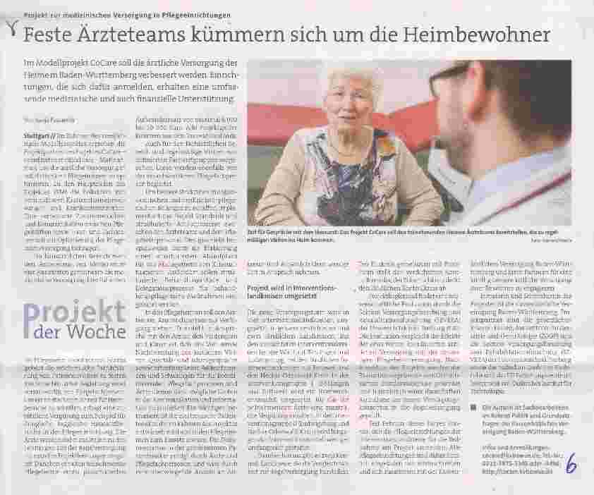 Vorschauseite 1: Feste Ärzteteams kümmern sich um die Heimbewohner