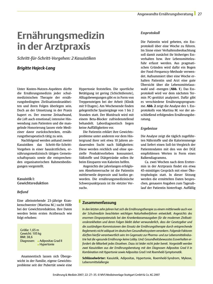 Vorschauseite 1: Ernährungsmedizin in der Arztpraxis