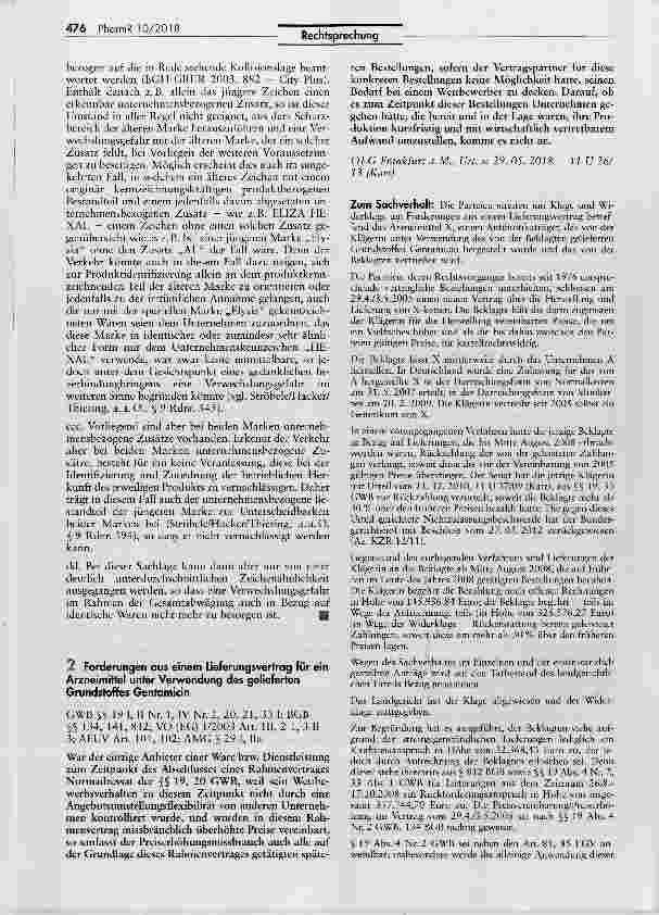 Vorschauseite 1: Forderungen aus einem Lieferungsvertrag für ein Arzneimittel unter Verwendung des gelieferten Grundstoffes GentamicinGWB §§ 19 I, II Nr. 1, IV Nr. 2, 20, 21, 33 1; BGB §§ 134, 141…