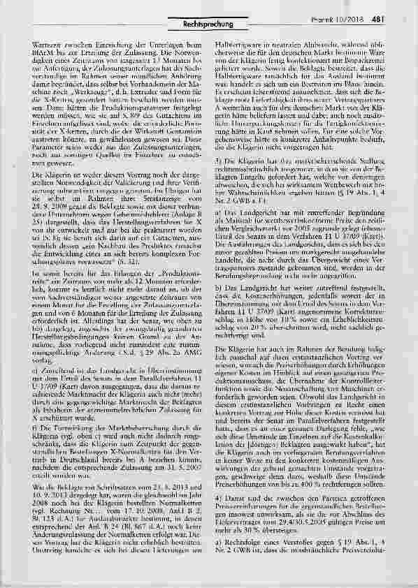 Vorschauseite 6: Forderungen aus einem Lieferungsvertrag für ein Arzneimittel unter Verwendung des gelieferten Grundstoffes GentamicinGWB §§ 19 I, II Nr. 1, IV Nr. 2, 20, 21, 33 1; BGB §§ 134, 141…