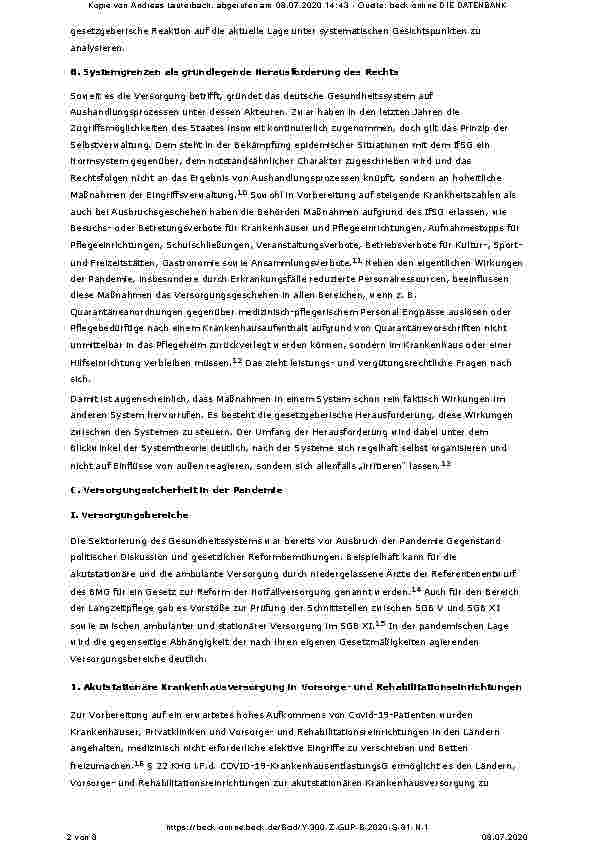 Vorschauseite 2: Corona-Pandemie und Gesundheitssystem