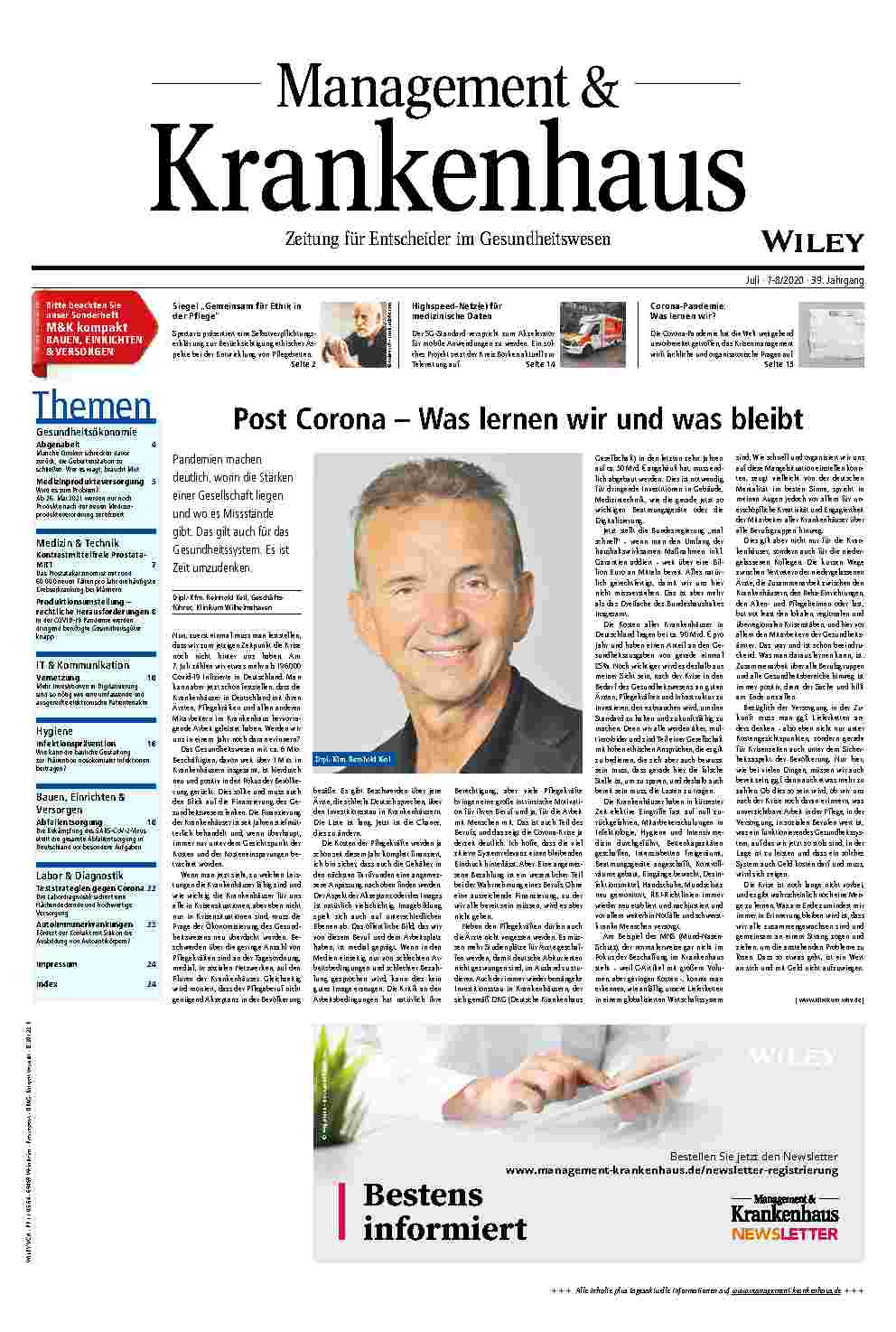 Vorschauseite 1: Post Corona – Was lernen wir und was bleibt Gesundheitsökonomie