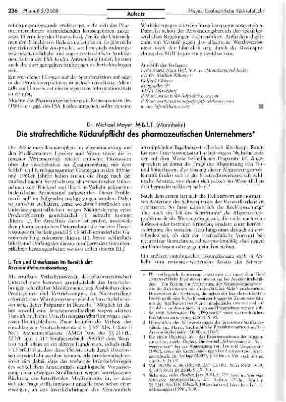 Vorschauseite 1: Die strafrechtliche Rückrufpflicht des pharmazeutischen Unternehmers
