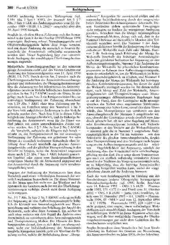 Vorschauseite 3: Der Totalaustausch eines Wirkstoffes im Rahmen der Nachzulassung ist zulässig