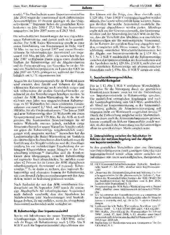 Vorschauseite 3: Rabattverträge nach § 130a Abs. 8 SGB V und die Umsetzung der Abgabepflicnt nach § 129 Abs. 1 Satz 3 SGB V unter besonderer Berücksichtigung von Originalund Importpräparaten