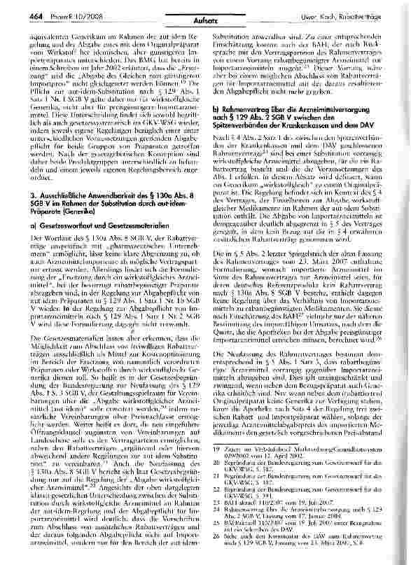 Vorschauseite 4: Rabattverträge nach § 130a Abs. 8 SGB V und die Umsetzung der Abgabepflicnt nach § 129 Abs. 1 Satz 3 SGB V unter besonderer Berücksichtigung von Originalund Importpräparaten