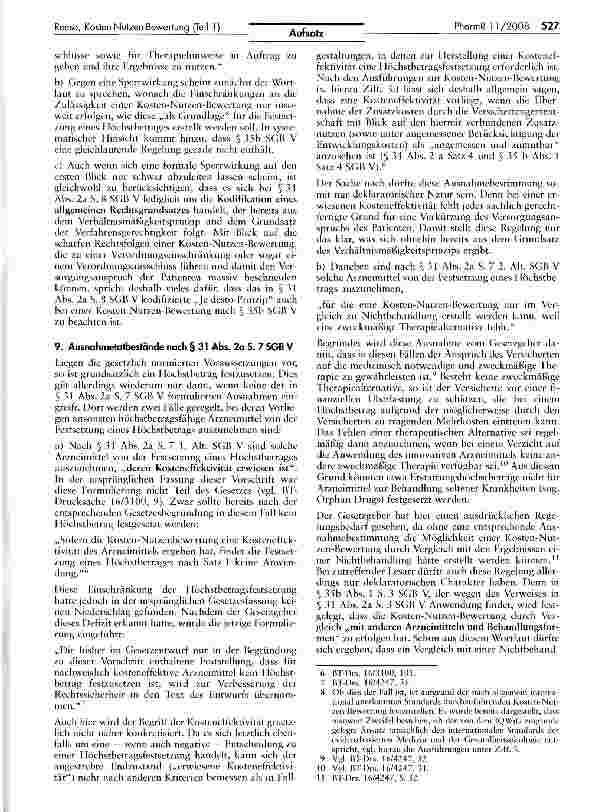 Vorschauseite 3: Rechtsfragen der Kosten-Nutzen-Bewertung und Festsetzung von Erstattungshöchstbeträgen (Teil 2)*