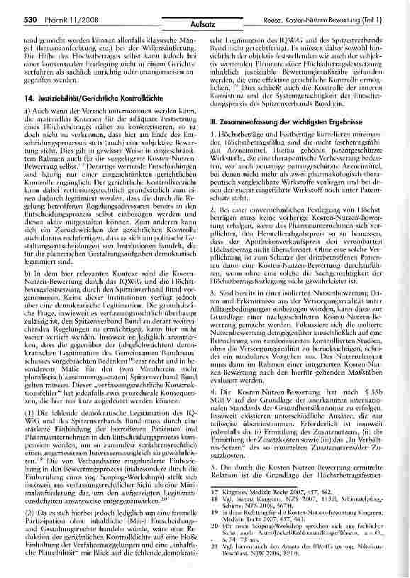Vorschauseite 6: Rechtsfragen der Kosten-Nutzen-Bewertung und Festsetzung von Erstattungshöchstbeträgen (Teil 2)*