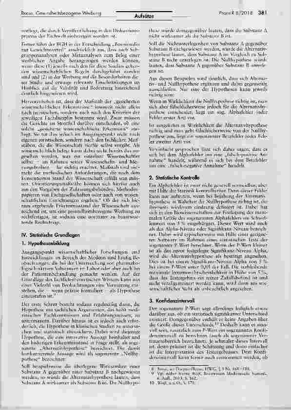 Vorschauseite 2: Beweisanforderungen bei gesundheitsbezogener Werbung Wann liegt eine hinreichend gesicherte wissenschaftliche Erkenntnis vor?
