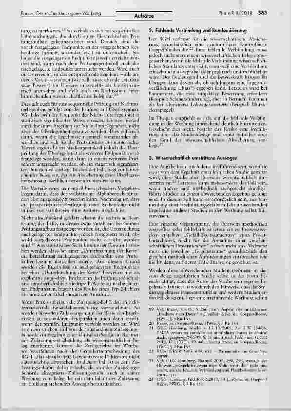Vorschauseite 4: Beweisanforderungen bei gesundheitsbezogener Werbung Wann liegt eine hinreichend gesicherte wissenschaftliche Erkenntnis vor?