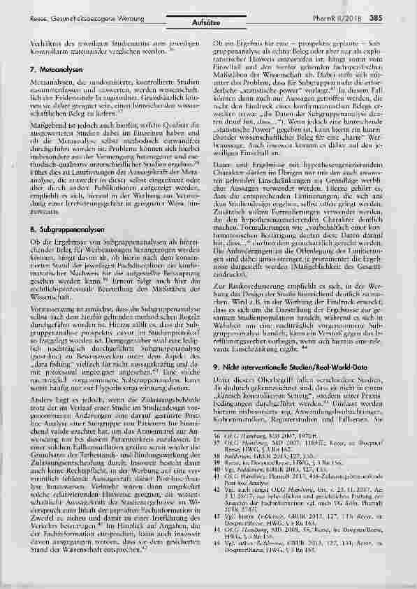 Vorschauseite 6: Beweisanforderungen bei gesundheitsbezogener Werbung Wann liegt eine hinreichend gesicherte wissenschaftliche Erkenntnis vor?