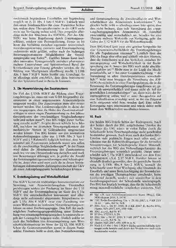 Vorschauseite 5: Der Erstattungsbetrag und insbesondere der Mischpreis in der Rechtsprechung des BSG
