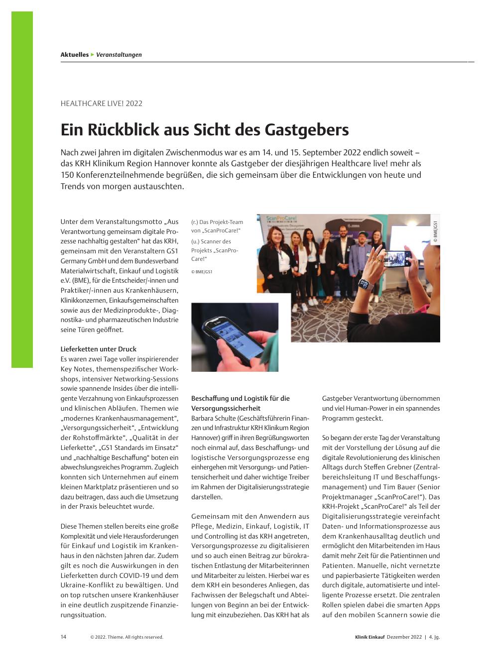 Vorschauseite 1: Healthcare live! 2022: Ein Rückblick aus Sicht des Gastgebers
