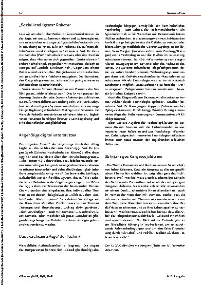 Vorschauseite 2: Technik, die Menschen mit Demenz hilft 10. St. Galler Demenz-Kongress „Was braucht der Mensch? “