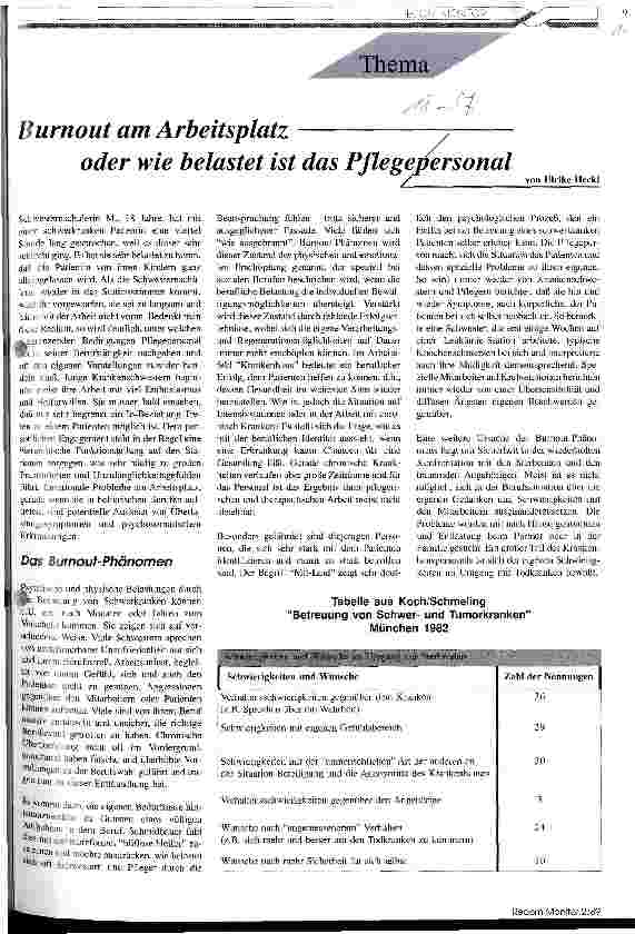 Vorschauseite 1: Burnout am Arbeitsplatz oder wie belastet ist das Pflegepersonal