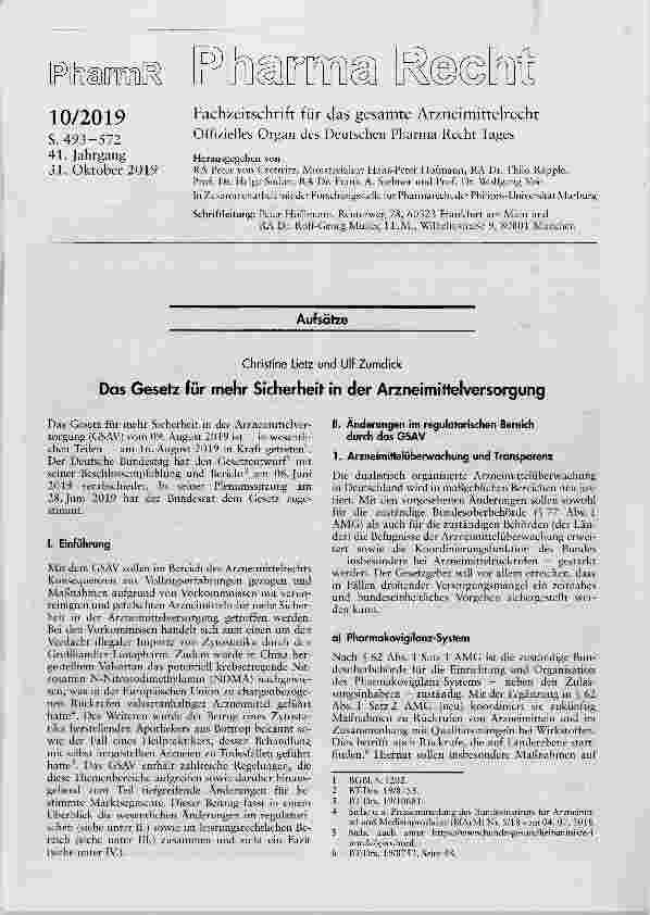 Vorschauseite 1: Das Gesetz für mehr Sicherheit in der Arzneimittelversorgung