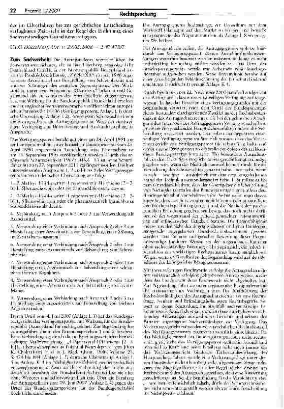 Vorschauseite 2: Patentrechtlicher Unterlassungsanspruch gemäß § 940 ZPO (Olanzapin)