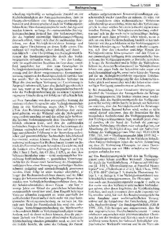 Vorschauseite 5: Patentrechtlicher Unterlassungsanspruch gemäß § 940 ZPO (Olanzapin)