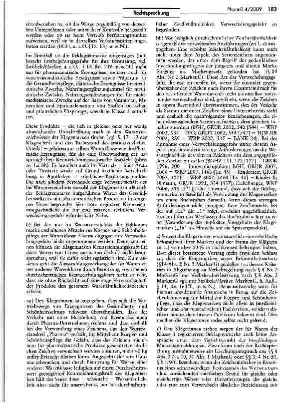 Vorschauseite 4: Verwechslungsgefahr zwischen Marke „1-Pharma unaMarlten „1 A-Pharma und „1 A Pharma