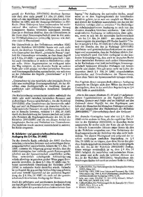 Vorschauseite 2: Der Sponsorbegriff bei klinischen Prüfungen mit Arzneimitteln