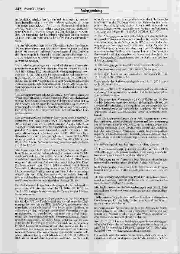 Vorschauseite 2: Patentverletzung Schutzfähigkeit der Erfindung BGB §§ 134, 314 I; GWB ZPO § 927; PatG § 4