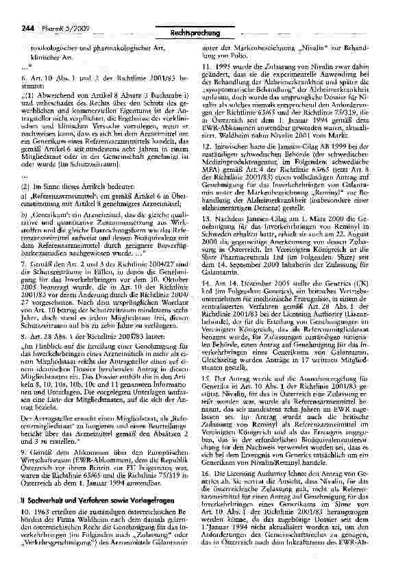 Vorschauseite 2: Zur Genehmigung für das Inverkehrbringen -Versagungsgrünae - Begriff des Referenzarzneimittels (Generics)