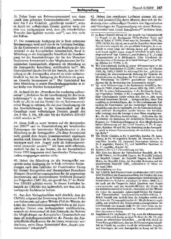 Vorschauseite 5: Zur Genehmigung für das Inverkehrbringen -Versagungsgrünae - Begriff des Referenzarzneimittels (Generics)