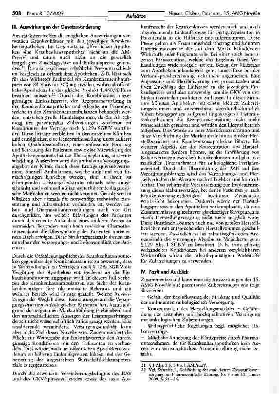 Vorschauseite 3: Das Gesetz zur Änderung arzneimittelrechtlicher Vorschriften und seine Folgen für die Vergütung von Fertigarzneimitteln in parenteralen Zubereitungen