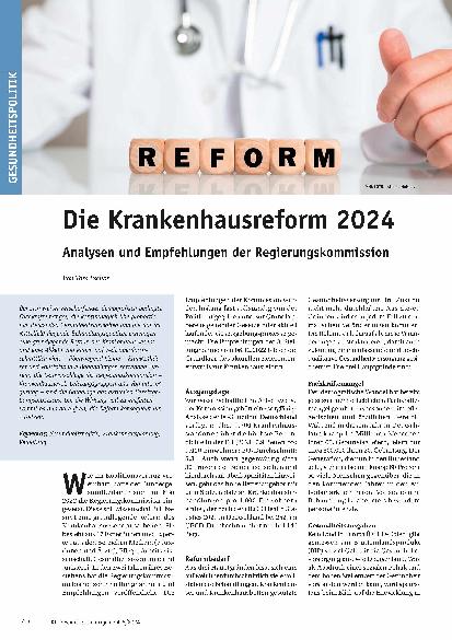 Vorschauseite 1: Die Krankenhausreform 2024: Analysen und Empfehlungen der Regierungskommission