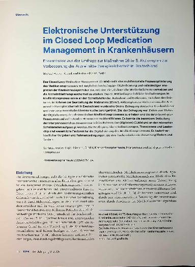 Vorschauseite 1: Elektronische Unterstützung im Closed Loop Medication Management in Krankenhäusern