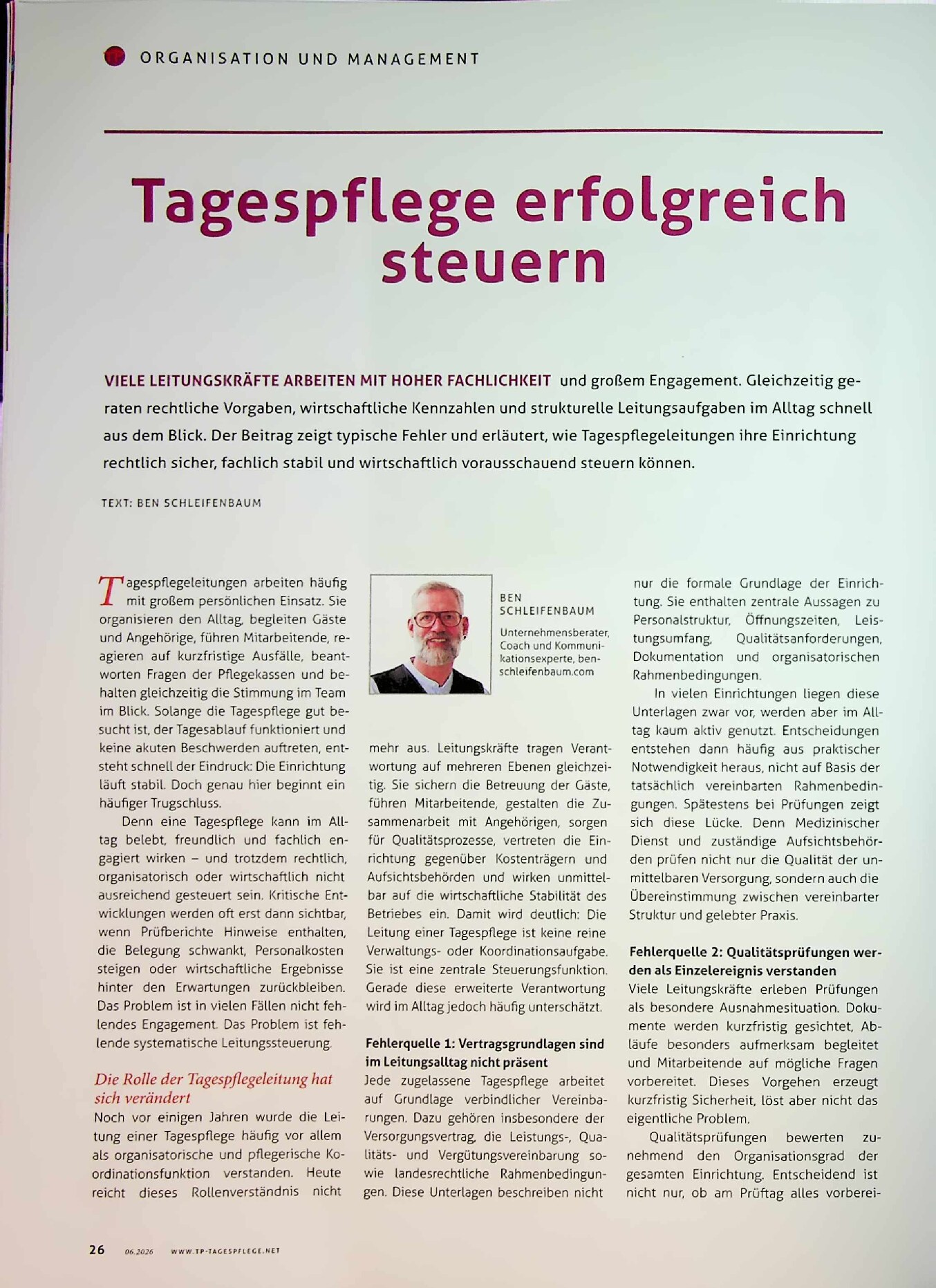 Vorschauseite 1: Tagespflege erfolgreich steuern