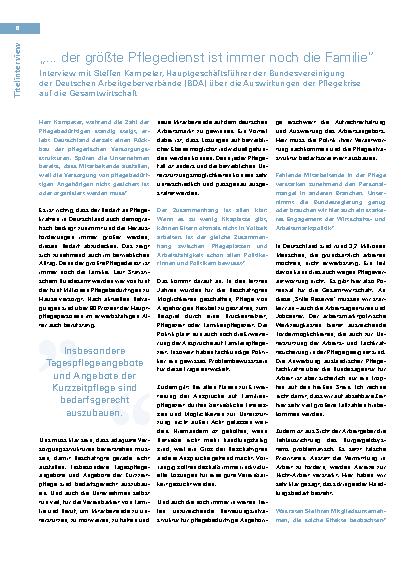 Vorschauseite 1: „... der größte Pflegedienst ist immer noch die Familie“