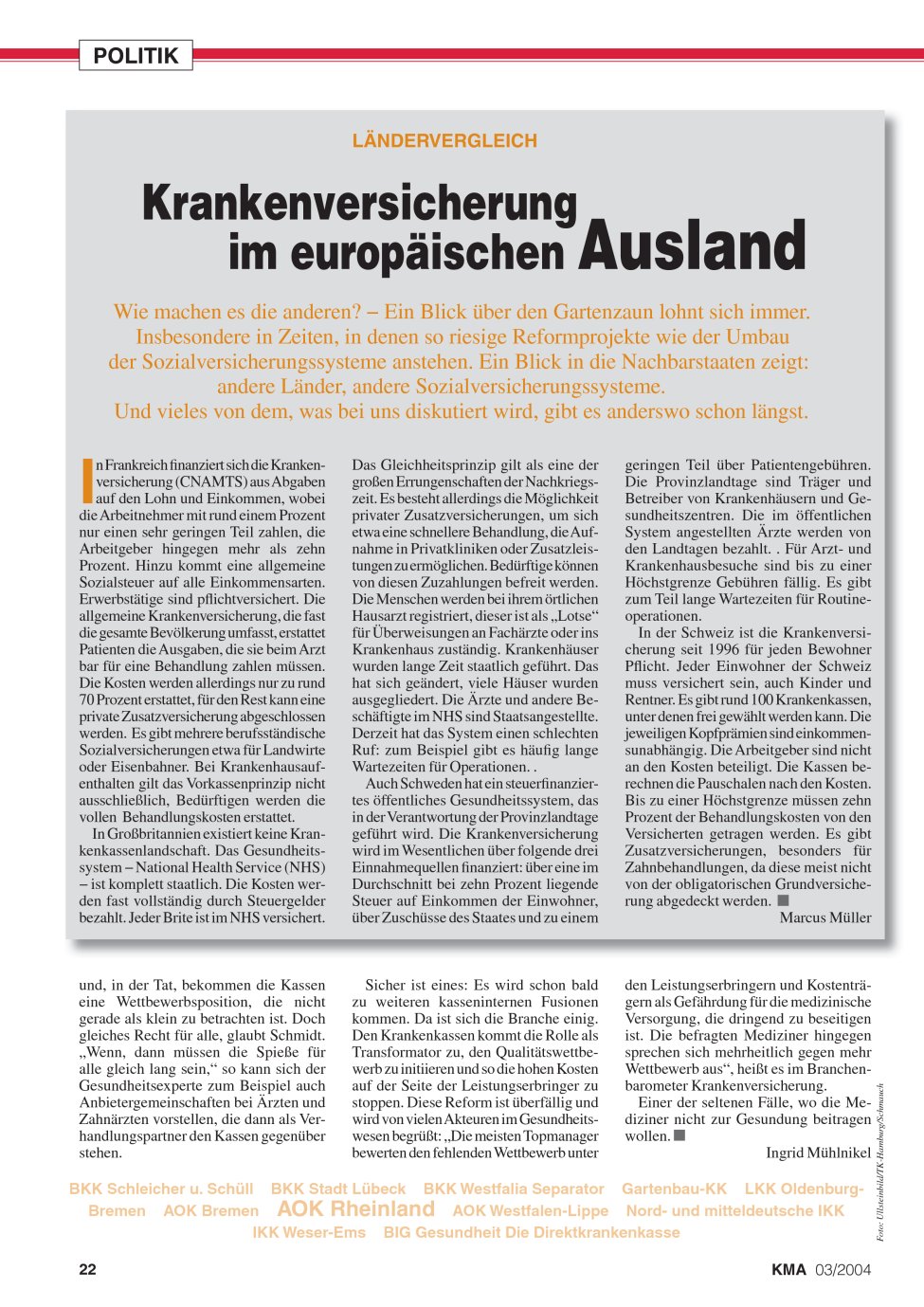 Vorschauseite 1: Krankenversicherung im europäischen Ausland