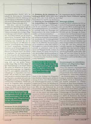 Vorschauseite 2: Wildwuchs an Einstufungskriterien erfordert eine Novelle der Einstufungsverordnung zum Bundespflegegeldgesetz