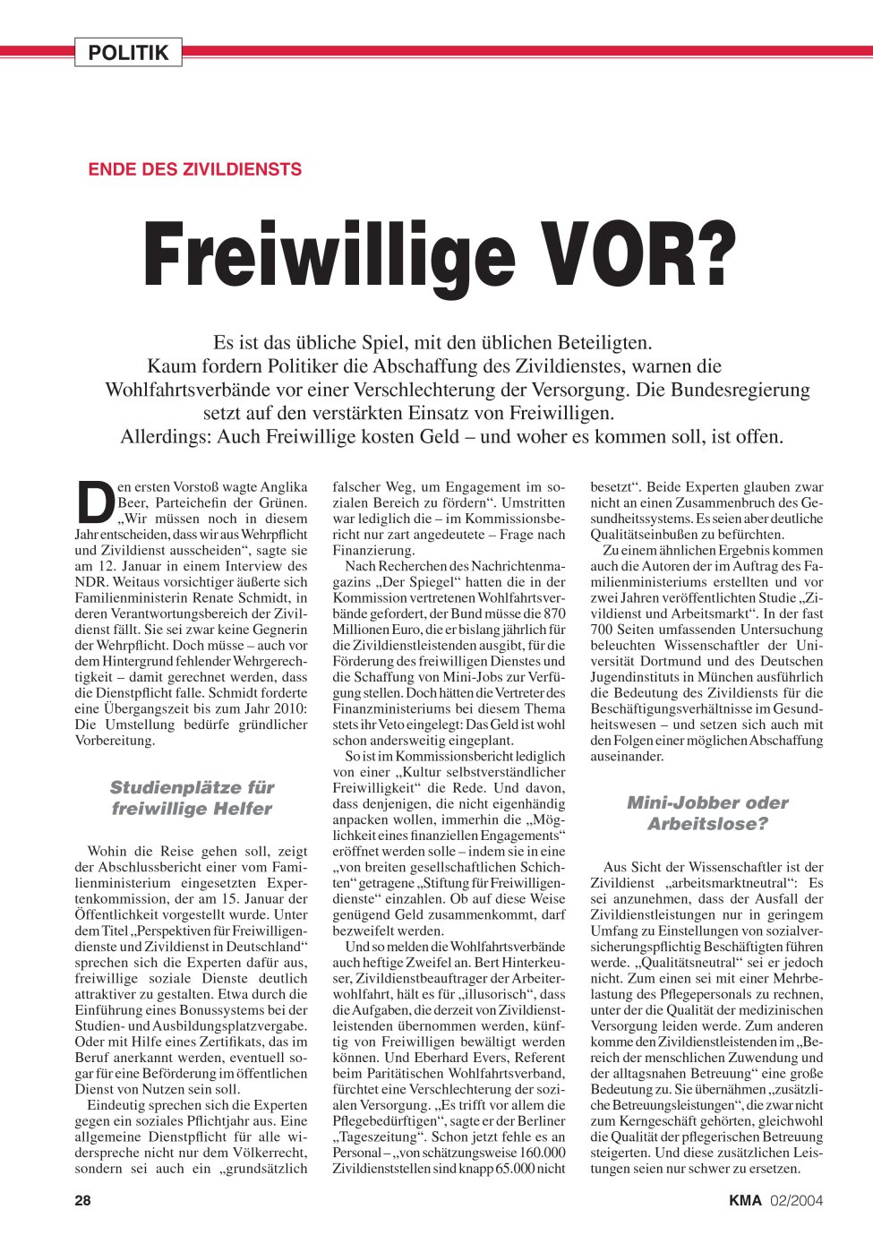 Vorschauseite 1: Freiwillige VOR?