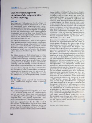 Vorschauseite 1: Zur Anerkennung eines Arbeitsunfalls aufgrund einer COVID-Impfung