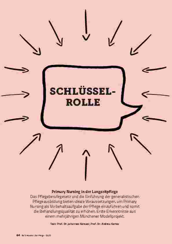 Vorschauseite 1: SCHLÜSSELROLLE Primary Nursing in der Langzeitpflege