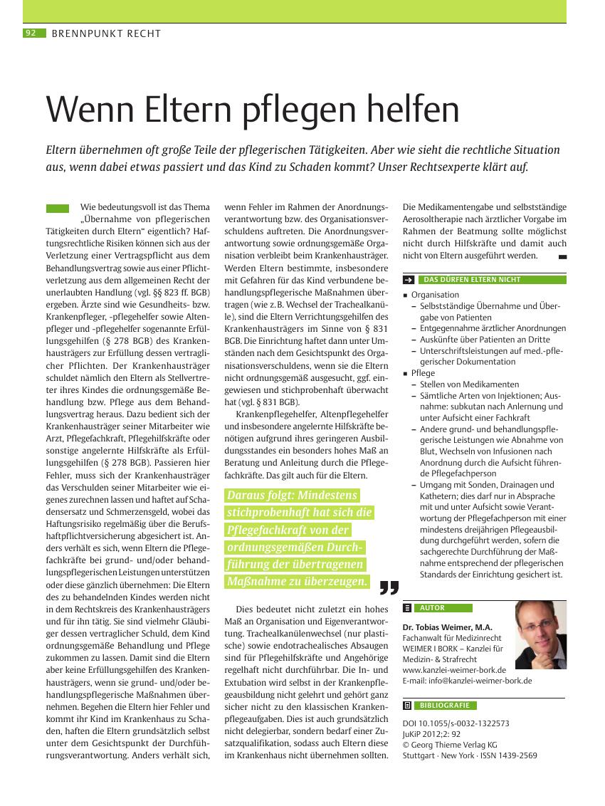 Vorschauseite 1: Wenn Eltern pflegen helfen