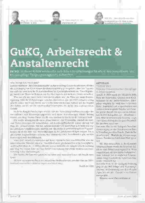 Vorschauseite 1: GuKG, Arbeitsrecht & Anstaltsrecht