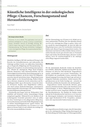 Vorschauseite 1: Künstliche Intelligenz in der onkologischen Pflege: Chancen, Forschungsstand und Herausforderungen