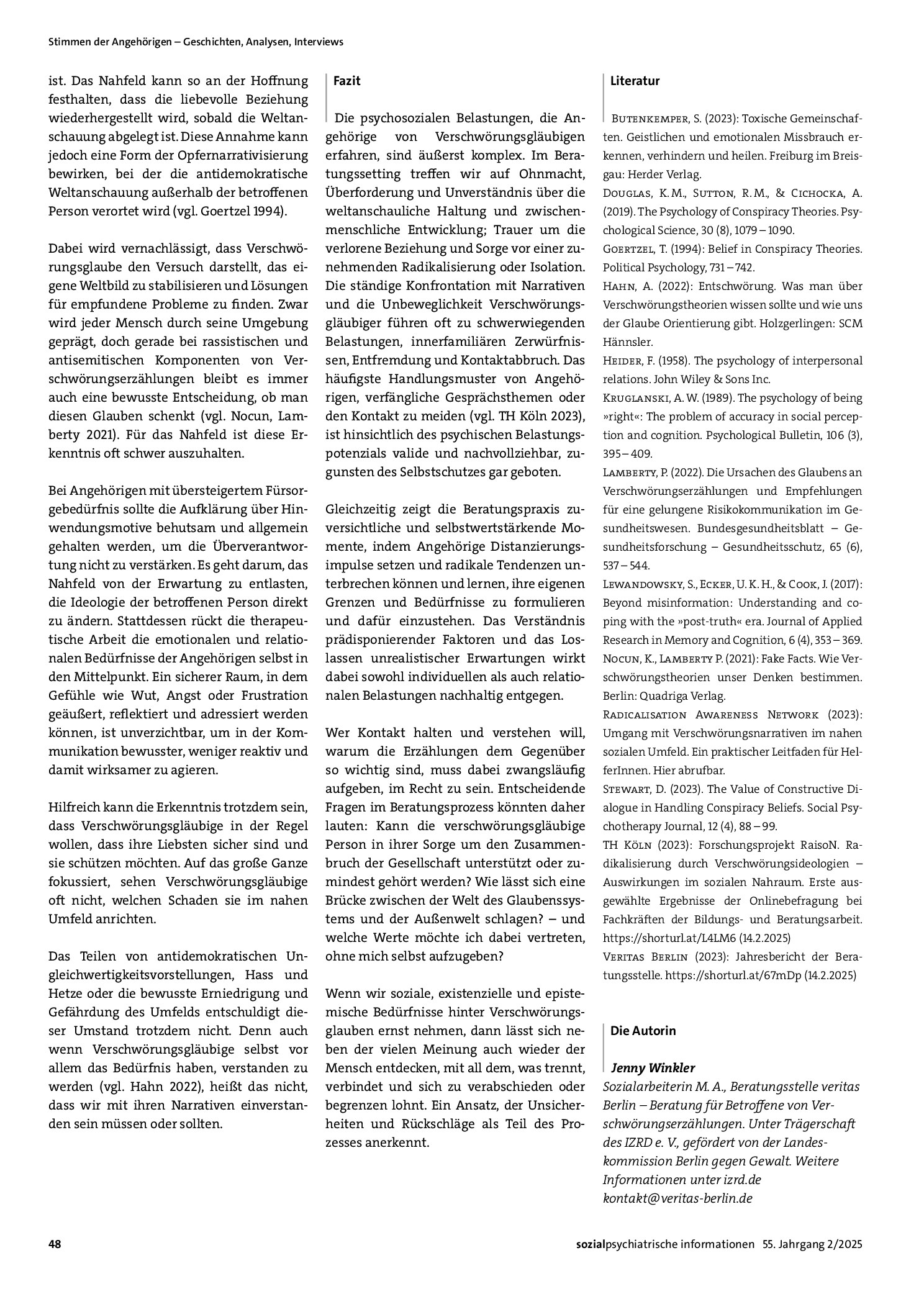Vorschauseite 4: Somebody that I Used to Know. Wenn Angehörige von Verschwörungsgläubigen Unterstützung suchen
