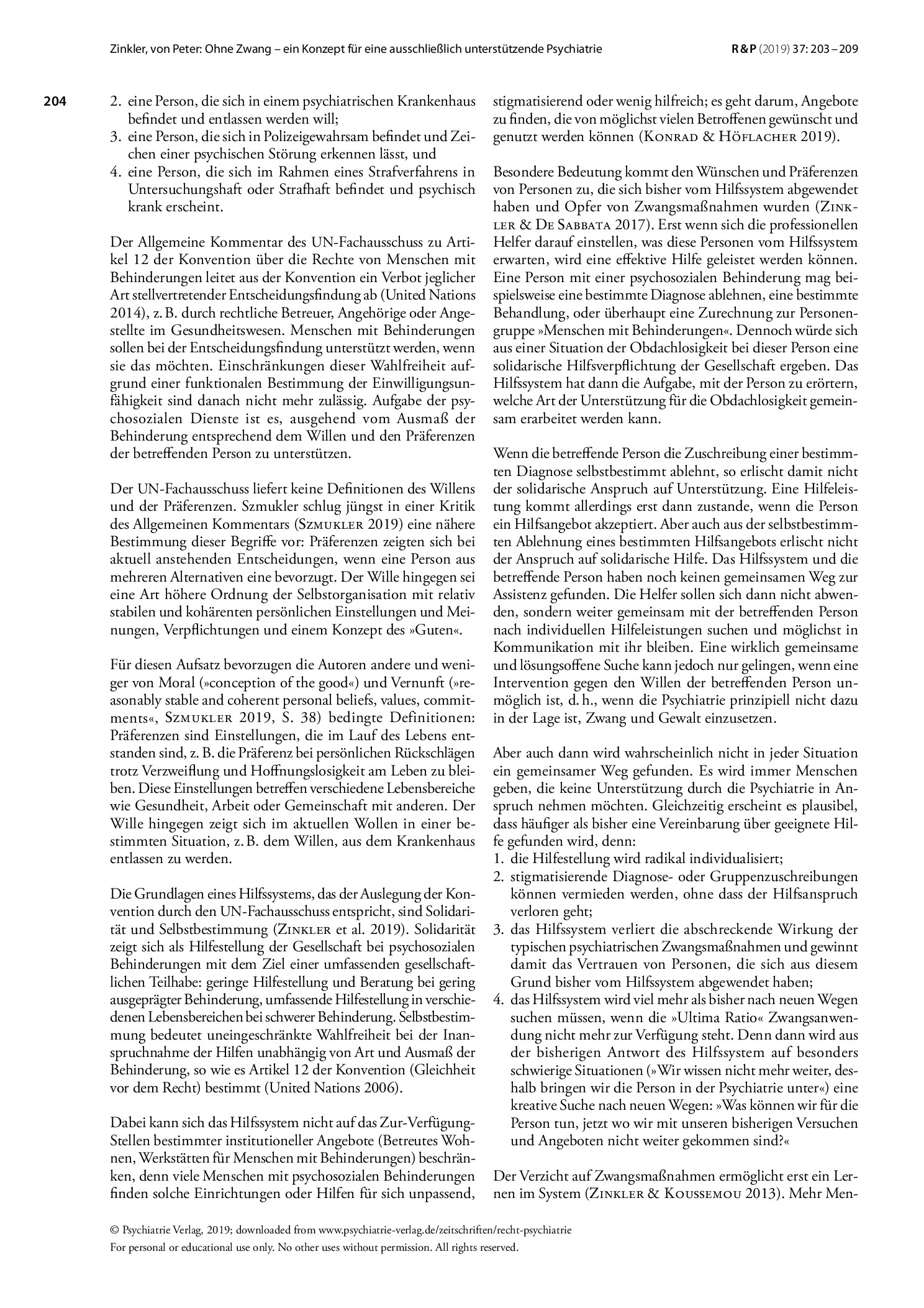 Vorschauseite 2: Ohne Zwang – ein Konzept für eine ausschließlich unterstützende Psychiatrie