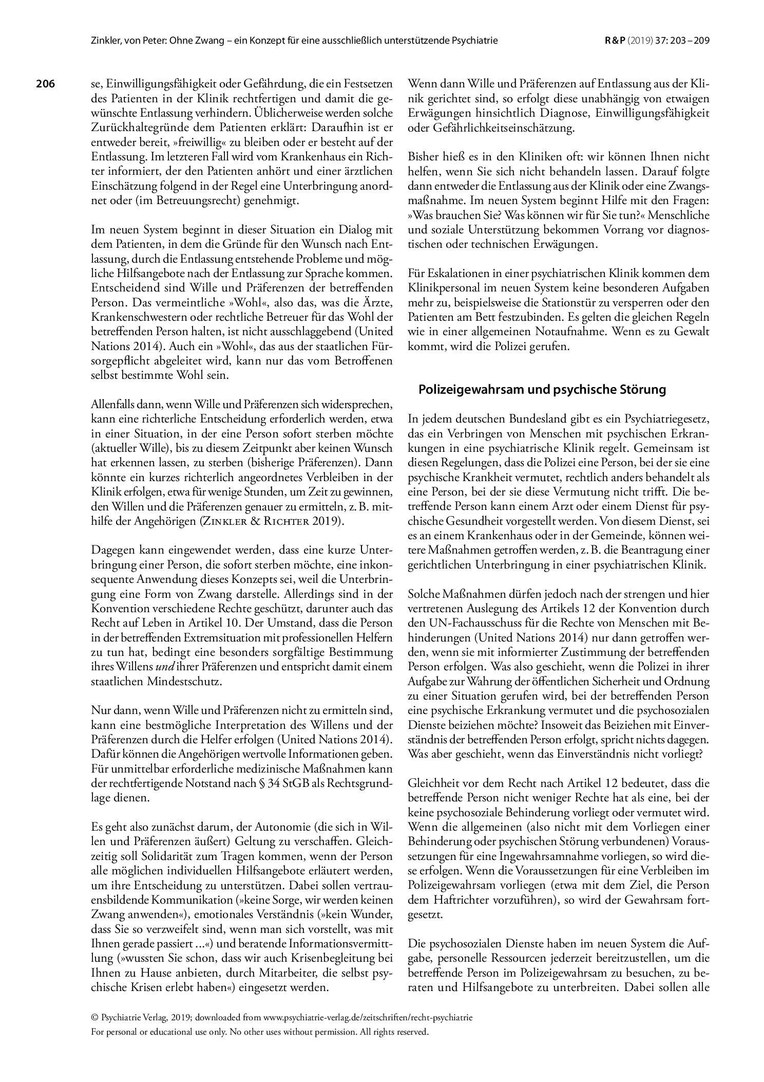 Vorschauseite 4: Ohne Zwang – ein Konzept für eine ausschließlich unterstützende Psychiatrie