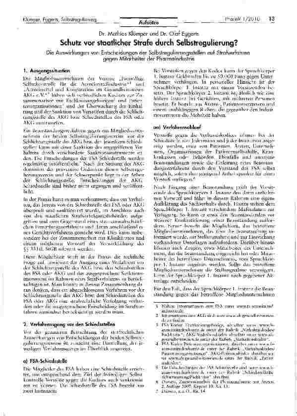 Vorschauseite 1: Schutz vor staatlicher Strafe durch Selbstregulierung?