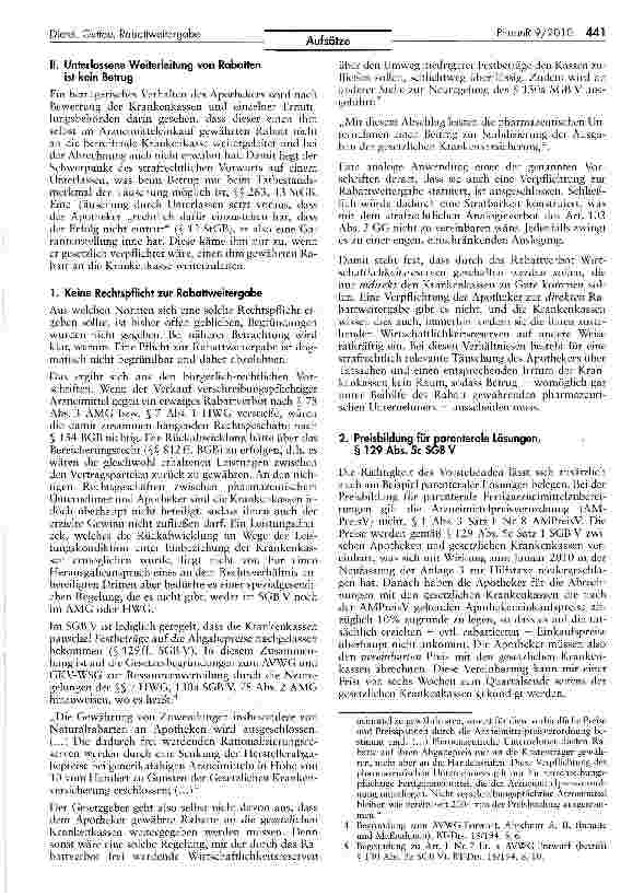 Vorschauseite 2: Betrügt ein Apotheker die gesetzlichen Krankenkassen, wenn er Rabatte nicht weitergibt?