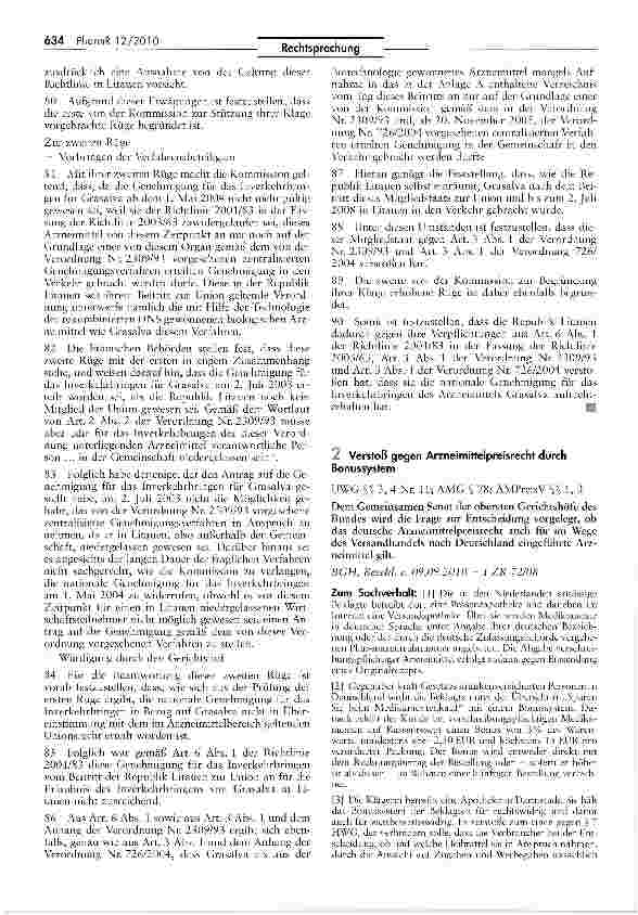 Vorschauseite 1: Verstoß gegen Arzneimittelpreisrecht durch Bonussystem